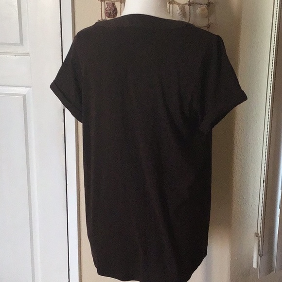 Soft Surroundings S/S brown v-neck top. NWOT SZ M - Picture 3 of 7